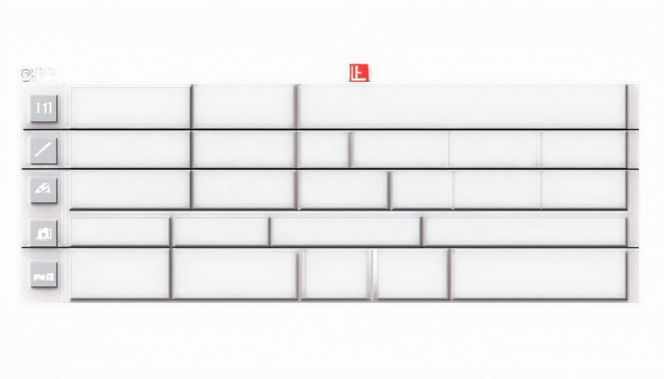 Generated illustration: A vertical stack of repeating on/off tiles builds complexity by combining only two simple states in different arrangements.