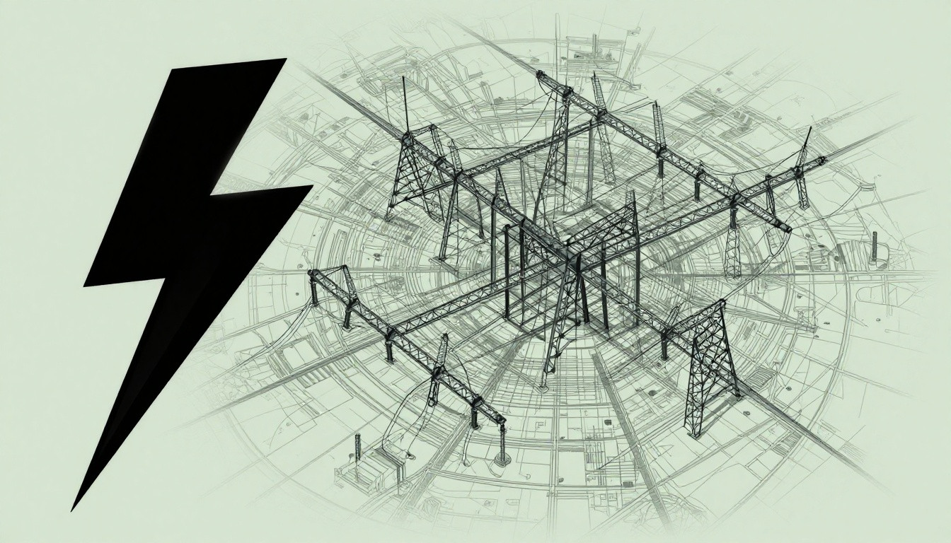 Generated illustration: A comparison between a single lightning bolt and a vast, interconnected electrical grid.